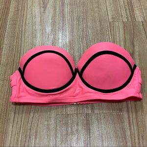 Hot Coral Bandeau Biking Too with Corset Piping